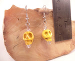 Yellow Howlite Skull Earrings