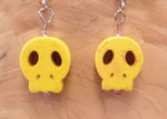 Yellow Flat Skull Earrings