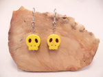 Yellow Flat Skull Earrings