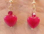 Jade Heart and Swarovski Crystal Earrings