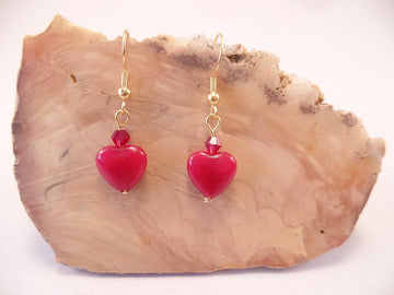 Jade Heart and Swarovski Crystal Earrings
