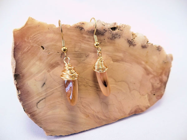 Carnelian Wire-wrapped Dagger Earrings