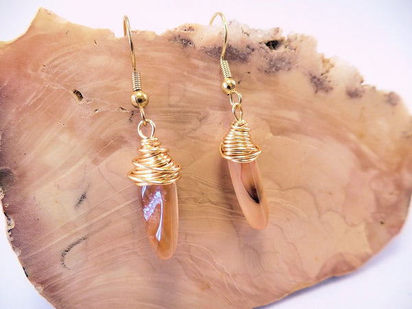 Carnelian Wire-wrapped Dagger Earrings