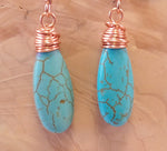 Turquoise Magnesite Wire-wrapped Teardrop Earrings