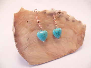 Turquoise Magnesite Heart Earrings