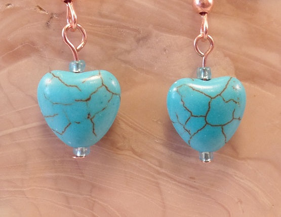 Turquoise Magnesite Heart Earrings