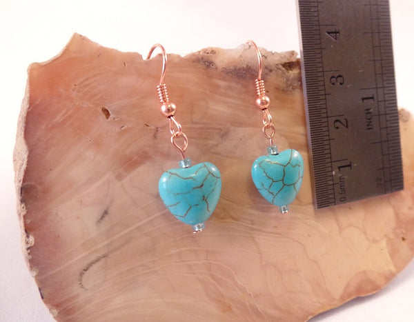 Turquoise Magnesite Heart Earrings