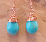 Turquoise Magnesite Wire-wrapped Teardrop Earrings