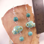 Green and Blue Ceramic Fish Earrings