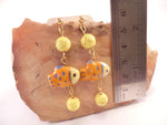 Yellow and Blue Ceramic Fish Earrings