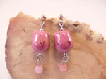 Pink Ceramic Owl Post Earrings