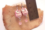Pink Ceramic Owl Post Earrings