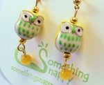 Yellow Ceramic Owl Post Earrings