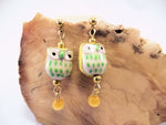 Yellow Ceramic Owl Post Earrings