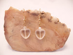 Clear Frosted Glass Heart and Swarovski Crystal Earrings