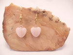 Pink Frosted Glass Heart and Swarovski Crystal Earrings