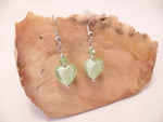 Sea Green Foil Glass Heart and Swarovski Crystal Earrings