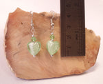 Sea Green Foil Glass Heart and Swarovski Crystal Earrings