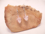 Pink Foil Glass Heart and Swarovski Crystal Earrings