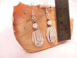 White Hexagon Mother of Pearl Shell finish Bead Earrings with Spiral Wire Detail