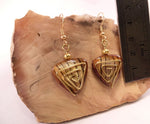 Brown Triangular Mother of Pearl finish Shell Earrings with Spiral Wire Detail
