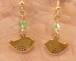 Brass and Swarovski Crystal Bird Earrings