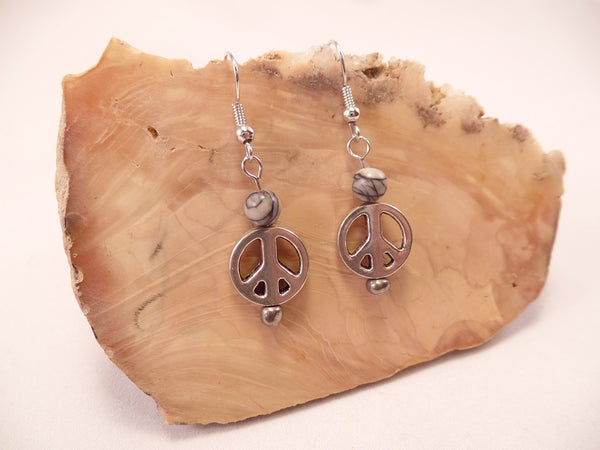 Tibetan Silver and Black Picasso Jasper Earrings