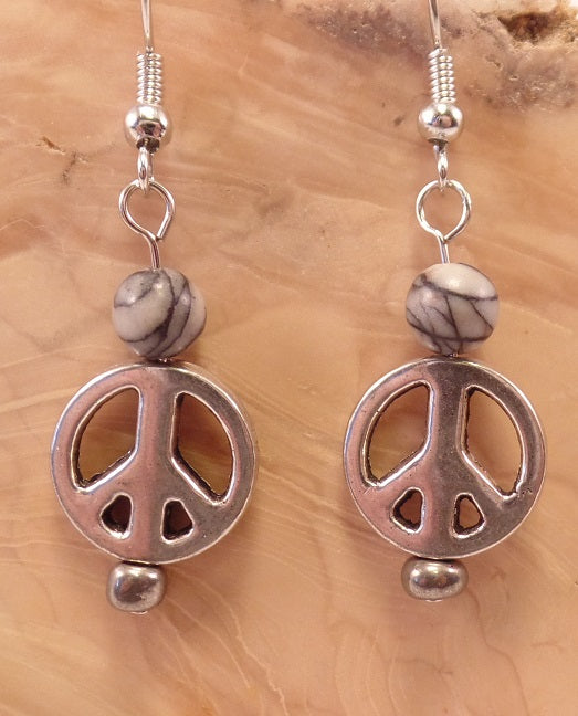 Tibetan Silver and Black Picasso Jasper Earrings